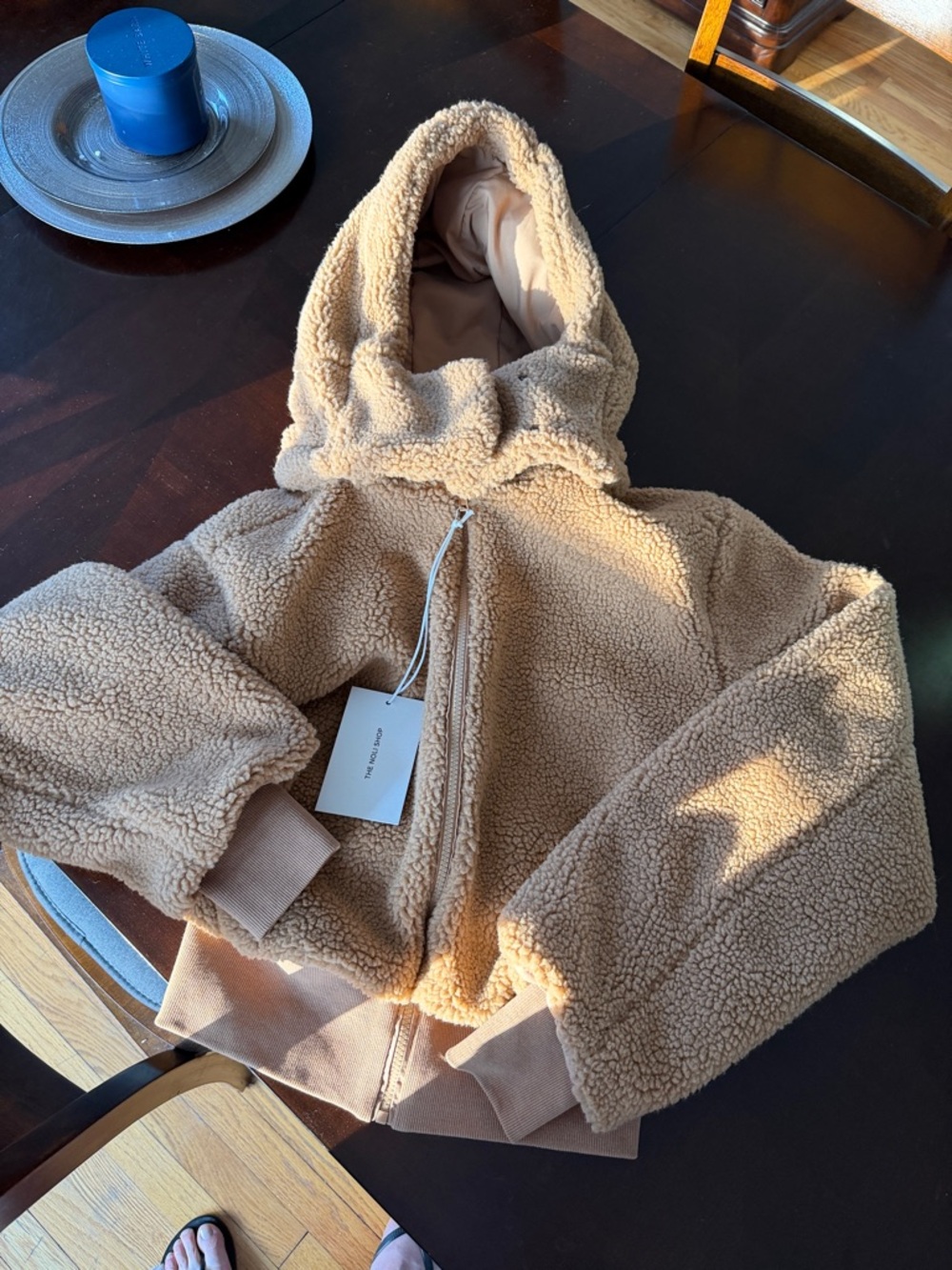 The Noli shop Sherpa Hooded Jacket in Tan